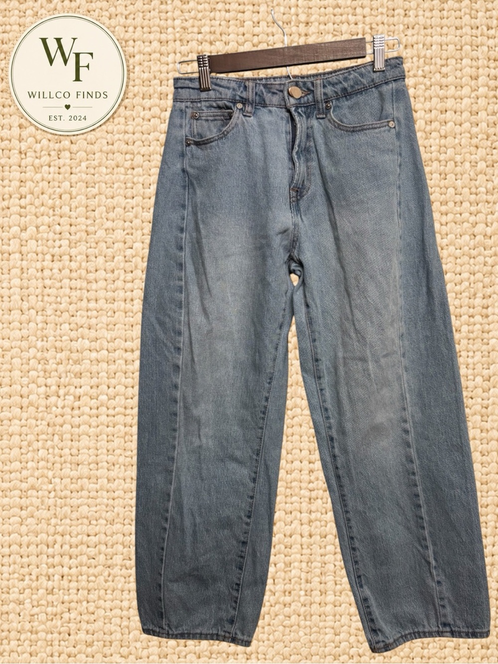 OAT New York Women’s Size 4/27 Light Wash High Rise Barrel Balloon Leg Jeans